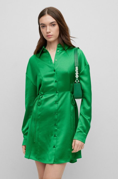 HUGO BOSS FAUX-LEATHER SHOULDER BAG WITH METALLIC-LOGO STRAP