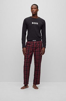 BOSS - Regular-fit pyjamas with logos contrast