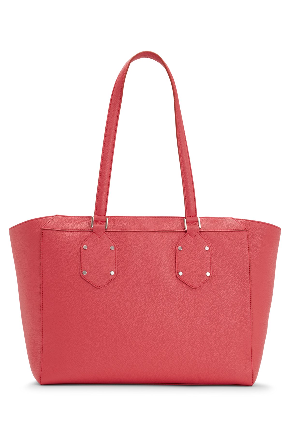 Leather shopper bag with branded padlock, Pink