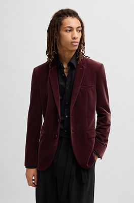 HUGO Extra slim fit jacket in stretch velvet