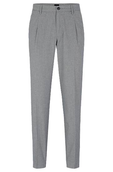 Slim-fit trousers in a patterned stretch-cotton blend, Hugo boss