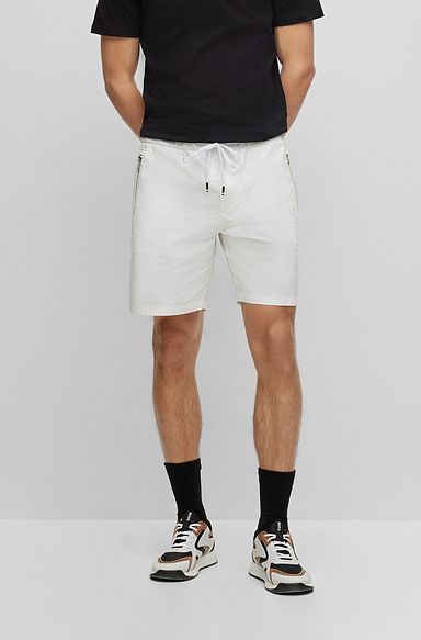 Relaxed-fit shorts in paper-touch stretch cotton, White