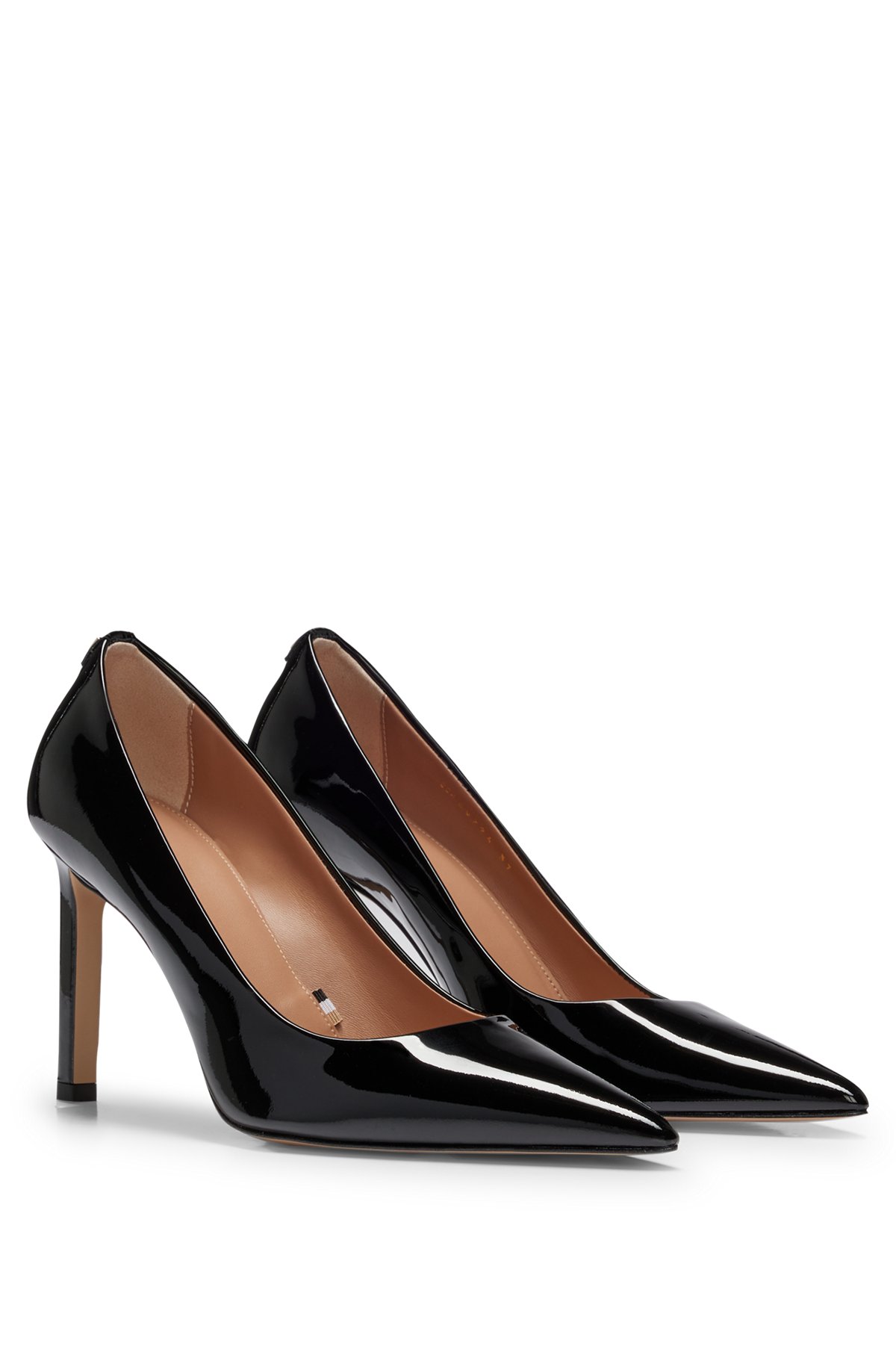 Patent-leather pumps with straight 9cm heel, Black