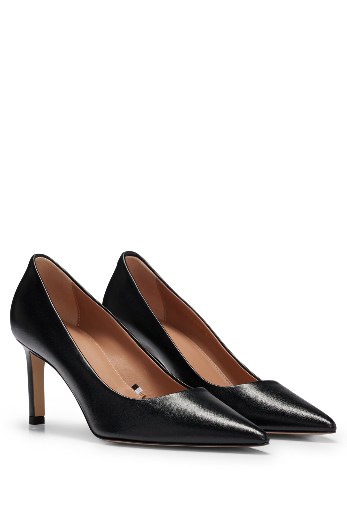 Nappa-leather pumps with straight 7cm heel, Black