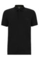 Slim-Fit Poloshirt aus Interlock-Baumwolle mit Logo-Tape, Schwarz