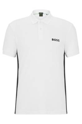 Hugo Boss Interlock-cotton Slim-fit Polo Shirt With Logo Tape In White