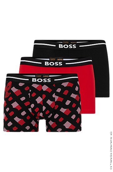 BOSS 博斯Looney Tunes x BOSS 徽标运动短裤三条装,  999_Assorted Pre-Pack