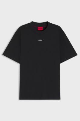T-shirt i relaxed fit med tryckt logga, tillverkad av bomullsjersey, Svart