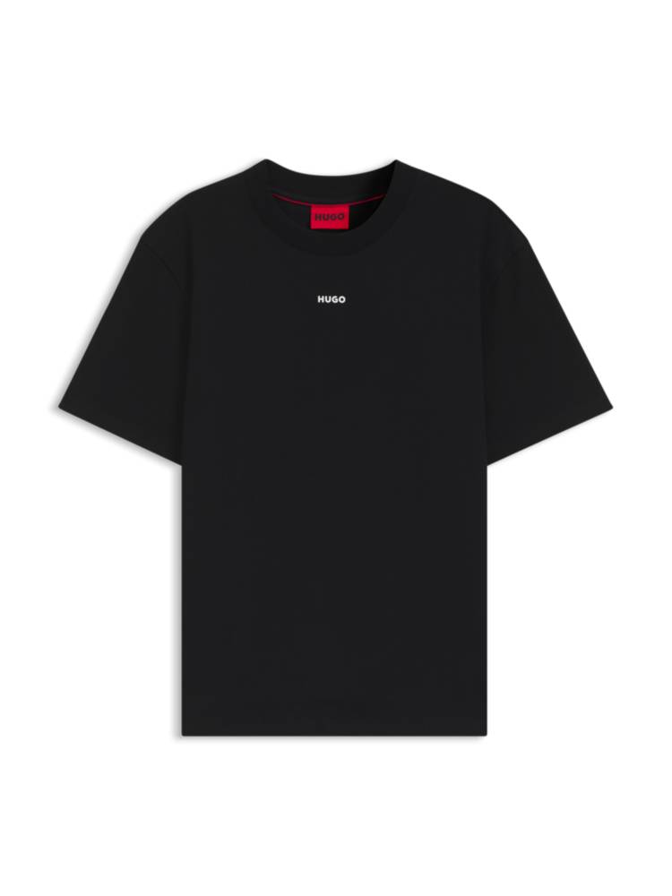 Artikel klicken und genauer betrachten! - Charakteristisches HUGO T-Shirt mit Logo-Print auf der Brust. Das locker geschnittene Top ist aus schwerem Baumwoll-Jersey gefertigt. | im Online Shop kaufen