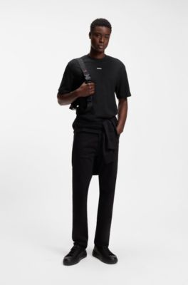 Relaxed-fit T-shirt in cotton jersey with logo print, Black