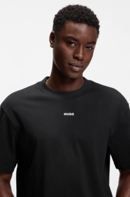 Relaxed-fit T-shirt with central logo detail, Black