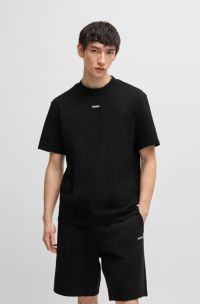 Camiseta relaxed fit en algodón con logo estampado, Negro