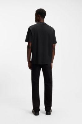 T-shirt relaxed fit in cotone con logo stampato, Nero
