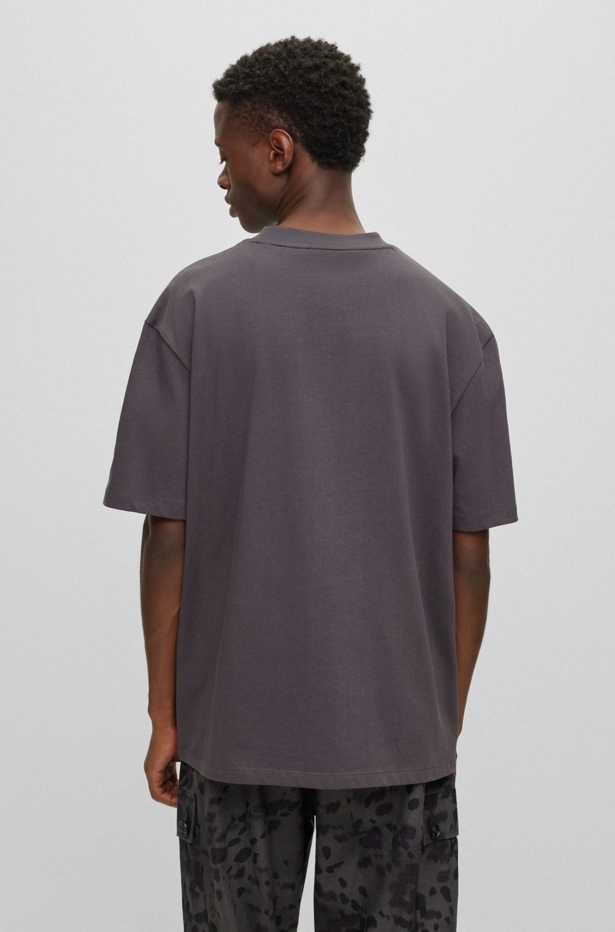 Relaxed-Fit T-Shirt aus Baumwoll-Jersey mit Logo-Print, Dunkelgrau