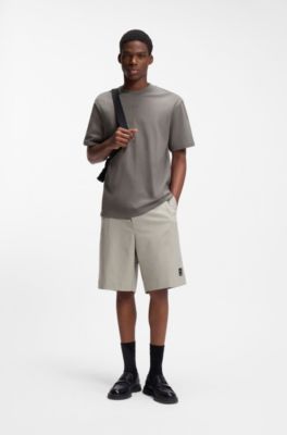 T-shirt relaxed fit con dettaglio logo al centro, Grigio