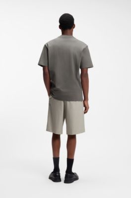 T-shirt i relaxed fit med tryckt logga, tillverkad av bomullsjersey, Gr&aring;