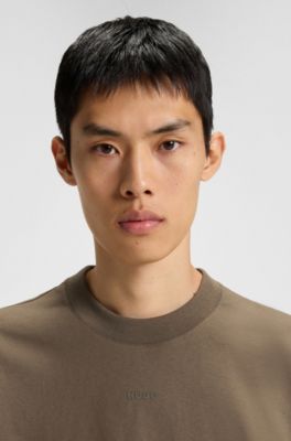 Relaxed-fit T-shirt in cotton jersey with logo print, Brown
