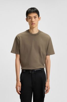 Relaxed-fit T-shirt in cotton jersey with logo print, Brown