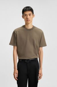 T-shirt décontracté en coton à logo imprimé, Marron