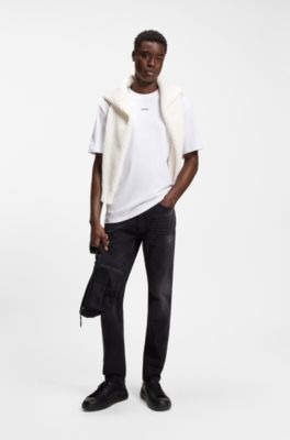 Relaxed-fit T-shirt with central logo detail, White