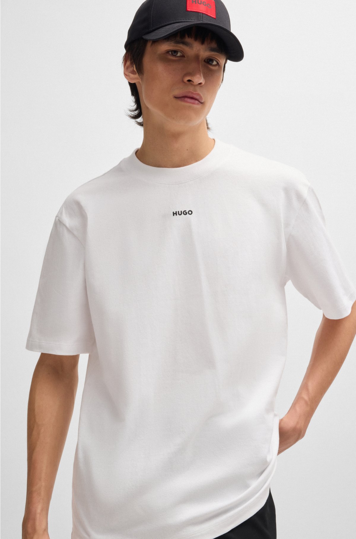 Relaxed-fit T-shirt in cotton with logo print, White