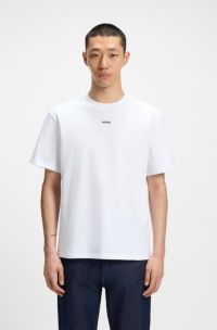 T-shirt relaxed fit in cotone con logo stampato, Bianco