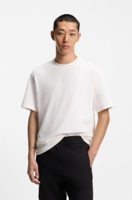 Relaxed-fit T-shirt in cotton jersey with logo print, Natural
