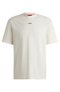 Cotton-jersey relaxed-fit T-shirt with logo print, White