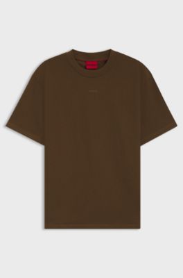 Relaxed fit-t-shirt med centralt placerad logga, Brun