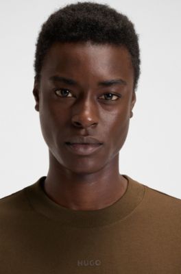 Relaxed-fit T-shirt in cotton with logo print, Brown