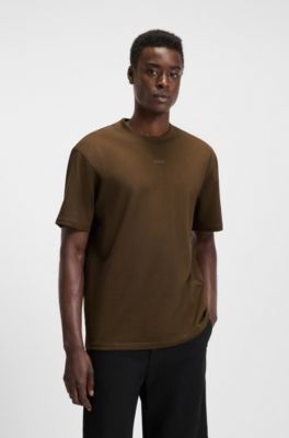 T-shirt Relaxed en jersey de coton &agrave; logo imprim&eacute;, Marron