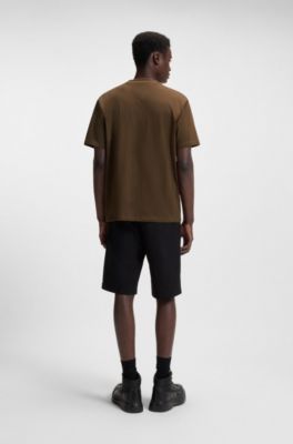 Relaxed-fit T-shirt in cotton with logo print, Brown