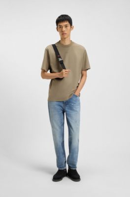 Relaxed-fit T-shirt in cotton jersey with logo print, Brown