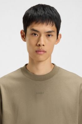 Relaxed-fit T-shirt in cotton jersey with logo print, Brown