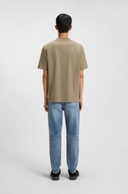 Relaxed-fit T-shirt van katoen met logoprint, Bruin