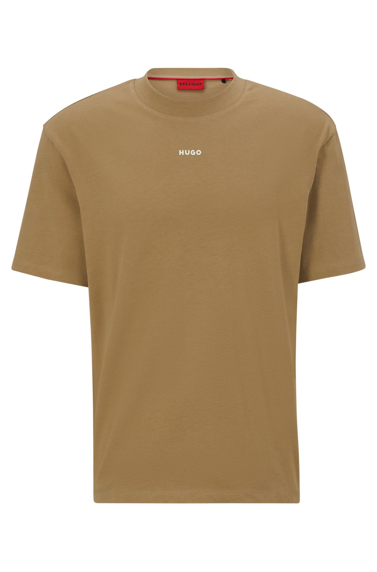Cotton-jersey relaxed-fit T-shirt with logo print, Brown