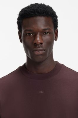 Relaxed-fit T-shirt in cotton with logo print, Dark Brown