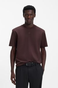 Relaxed-fit T-shirt in cotton with logo print, Dark Brown