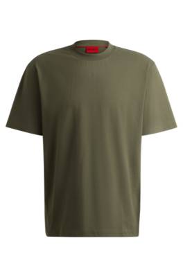Hugo Boss Relaxed-fit T-shirt In Cotton With Logo Print In Brown