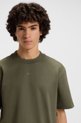 Relaxed-fit T-shirt in cotton jersey with logo print, Olive