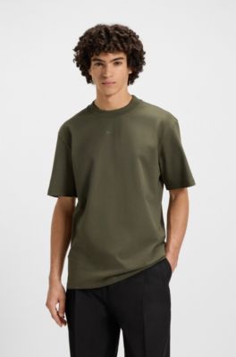 Relaxed-fit T-shirt van katoen met logoprint, Olijf