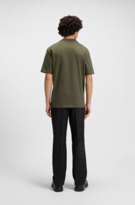 リラックスフィットTシャツ コットンジャージー ロゴプリント, オリーブ
