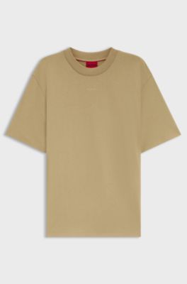 T-shirt relaxed fit con dettaglio logo al centro, Marrone chiaro