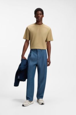T-shirt relaxed fit con dettaglio logo al centro, Marrone chiaro