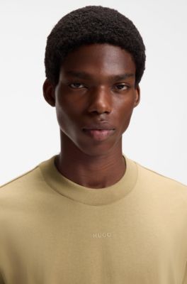 T-shirt relaxed fit con dettaglio logo al centro, Marrone chiaro