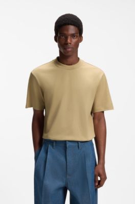 T-shirt relaxed fit con dettaglio logo al centro, Marrone chiaro