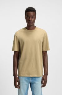 Relaxed-fit T-shirt in cotton with logo print, Light Brown
