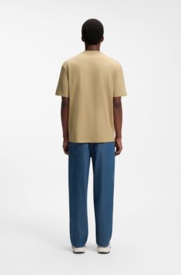 T-shirt relaxed fit con dettaglio logo al centro, Marrone chiaro