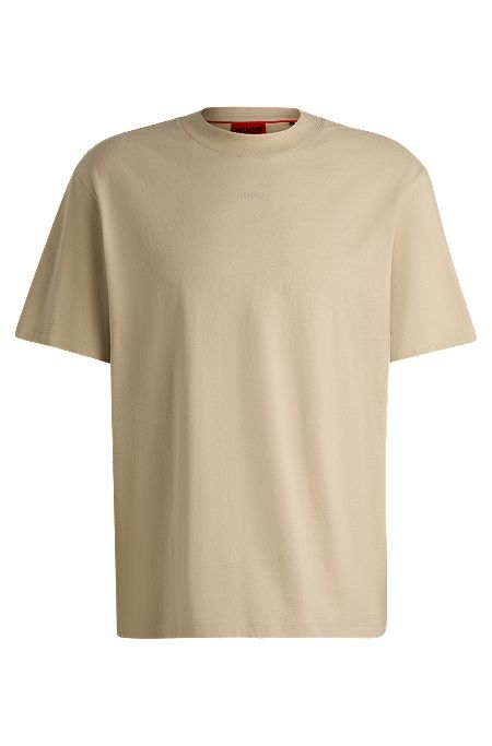 Relaxed-fit T-shirt in cotton with logo print, Light Beige