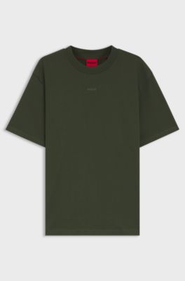 T-shirt relaxed fit con dettaglio logo al centro, Oliva